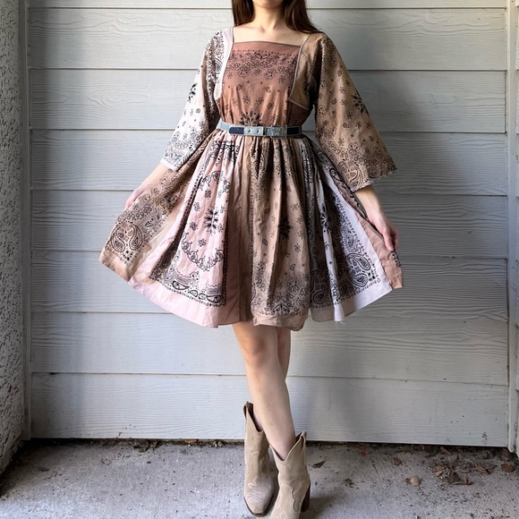 Handmade Bandana Dress SKU 7780 Muddy/Earthy - Picture 4 of 16